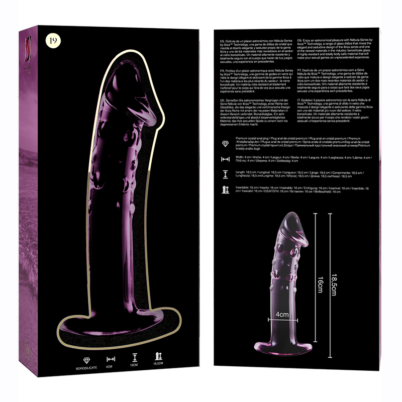 Nebula Series by Ibiza - Modell 19 Dildo Borosilikatglas Rosa 18.5 cm-x-4 cm