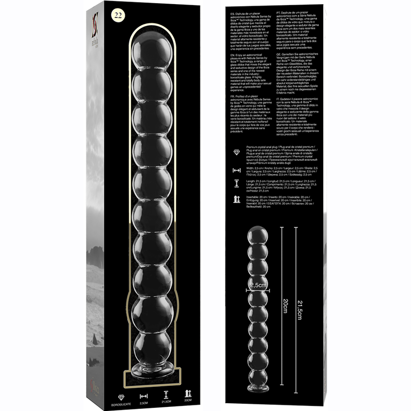 Nebula Series by Ibiza - Modell 22 Dildo Borosilikatglas Klar 21.5 cm-x-2.5 cm