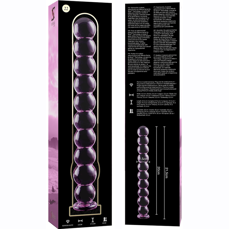 Nebula Series by Ibiza - Modell 22 Dildo Borosilikatglas Rosa 21.5 cm-x-2.5 cm