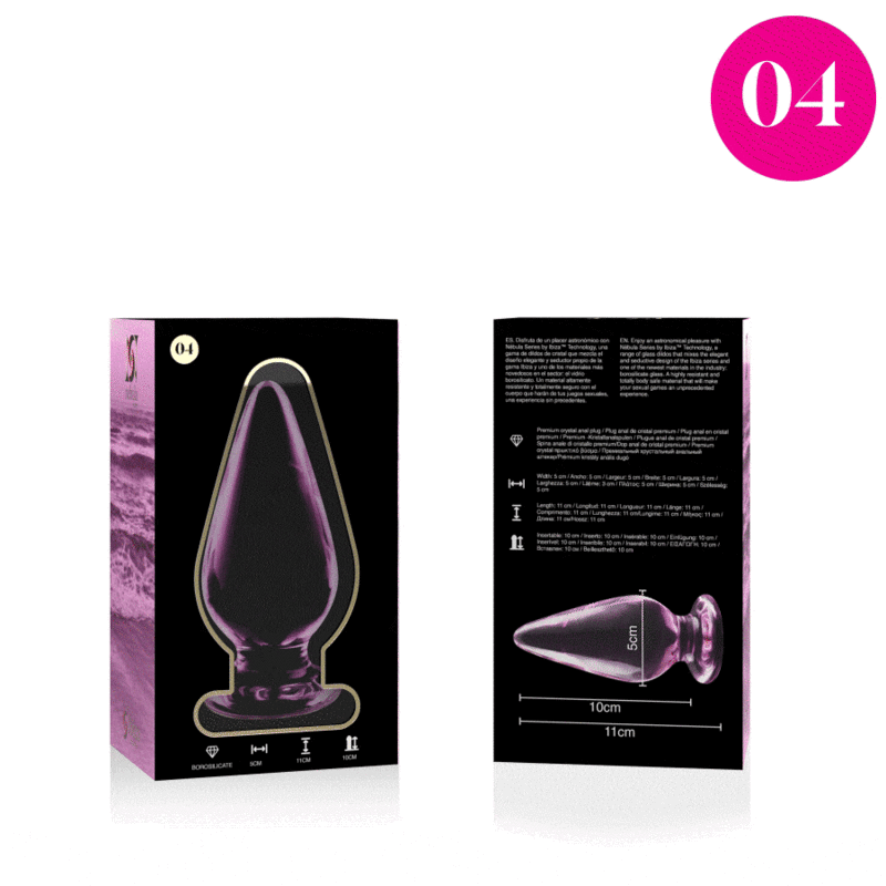 Nebula Series by Ibiza - Modell 4 Analplug Borosilikatglas Rosa 11 cm-x-5 cm