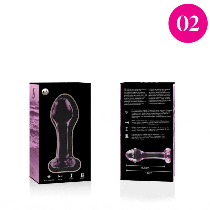 Nebula Series by Ibiza - Modell 2 Analplug Borosilikatglas Rosa 11 cm-x-3.5 cm