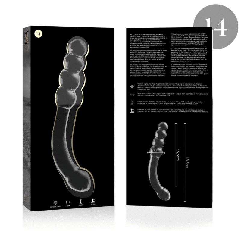 Nebula Series by Ibiza - Modell 14 Dildo Borosilikatglas Klar 18.5 cm-x-3 cm