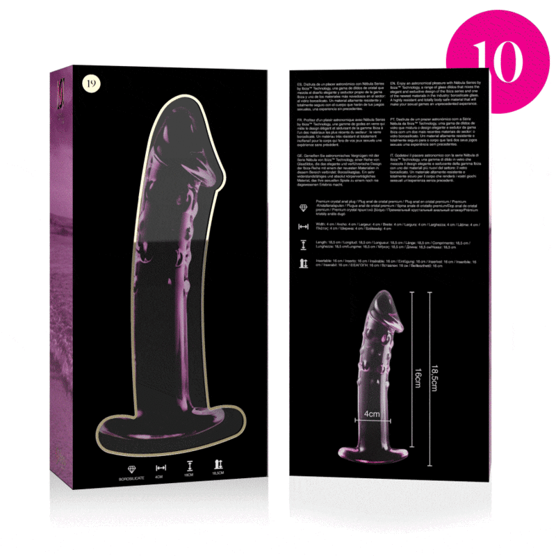 Nebula Series by Ibiza - Modell 19 Dildo Borosilikatglas Rosa 18.5 cm-x-4 cm