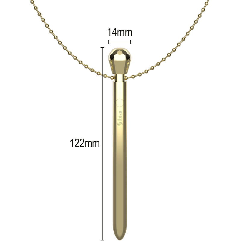 Ibiza - Clit Pocket Stimulator Halskette USB-Ladegert 12 Vibrationsmodi Golden 12,2 x 1,5