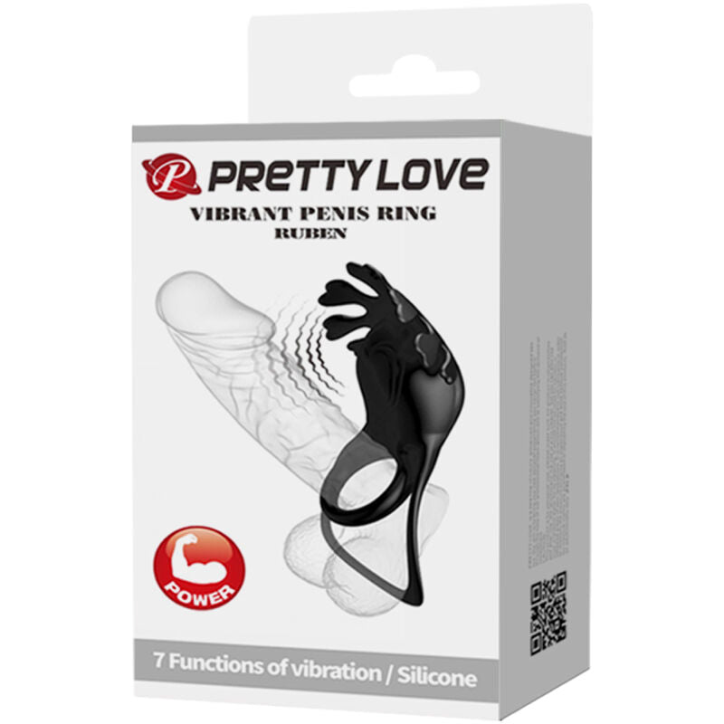 Pretty Love - Ruben Vibratorring 7 Vibrationen Schwarzes Silikon