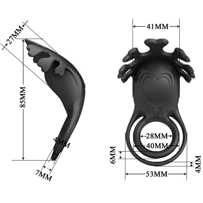 Pretty Love - Ruben Vibratorring 7 Vibrationen Schwarzes Silikon