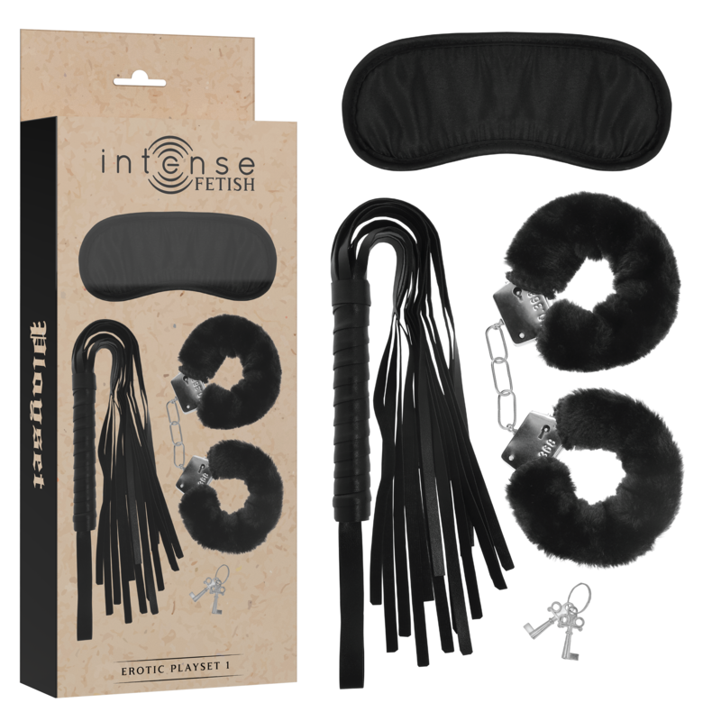 Intense - Fetish Erotikspielset 1 mit Handschellen, Blindmaske und Peitsche