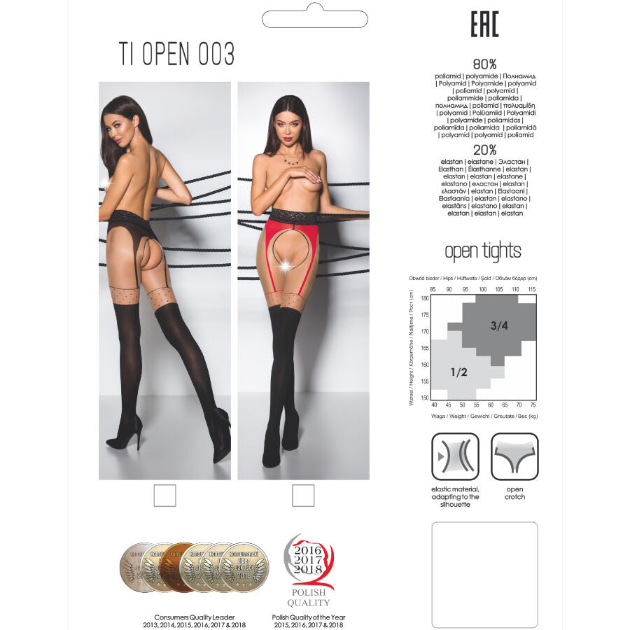 Passion - Tiopen 003 Schwarze Strumpfhose 1/2 20/40 den