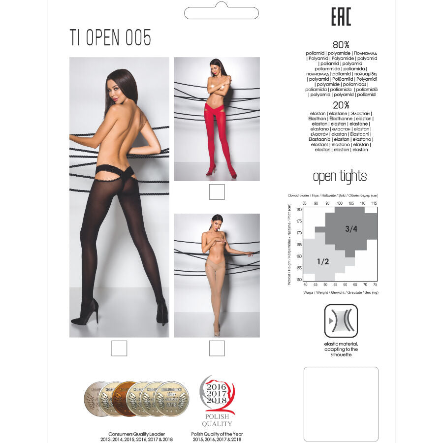 Passion - Tiopen 005 Rote Strumpfhose 3/4 60 den
