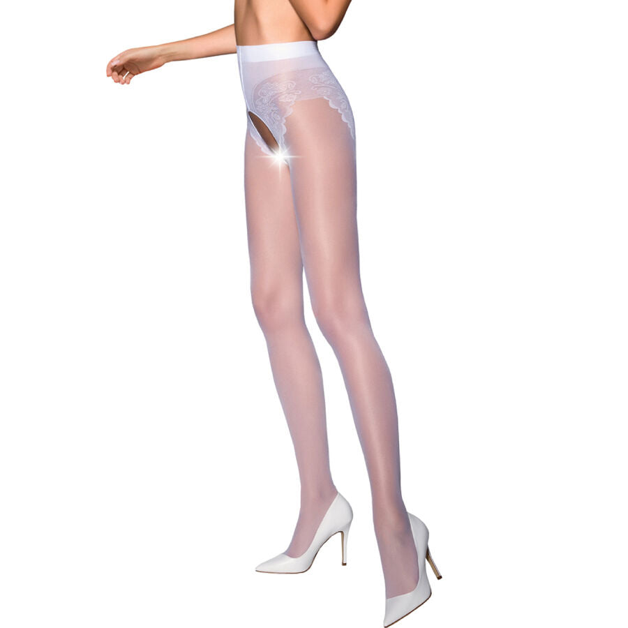 Passion - Tiopen 006 Weisse Strumpfhose 3/4 30 den
