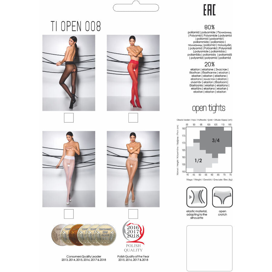 Passion - Tiopen 008 Schwarze Strumpfhose 3/4 30 den