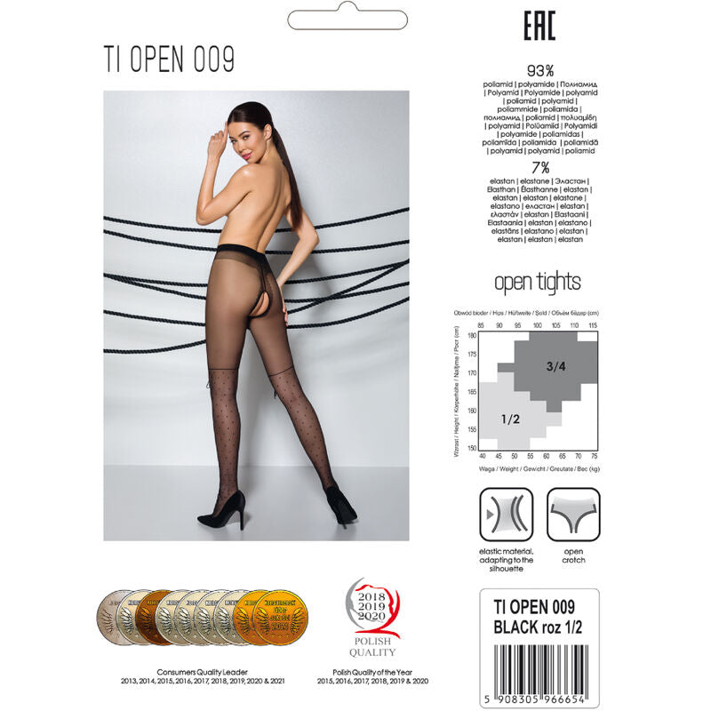 Passion - Tiopen 009 Schwarze Strumpfhose 1/2 20 den