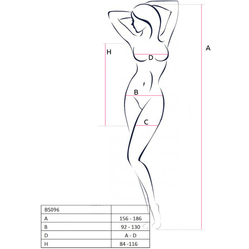 Passion - Bs096 Schwarzer Bodystocking, Eine Grösse