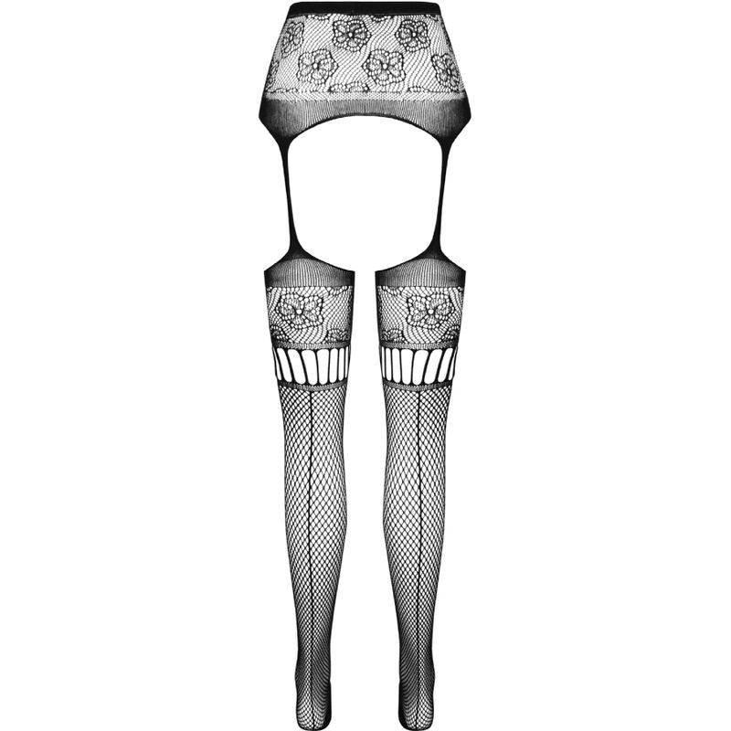 Passion - S030 Strumpfhose mit Schwarzem Garter, Eine Grösse