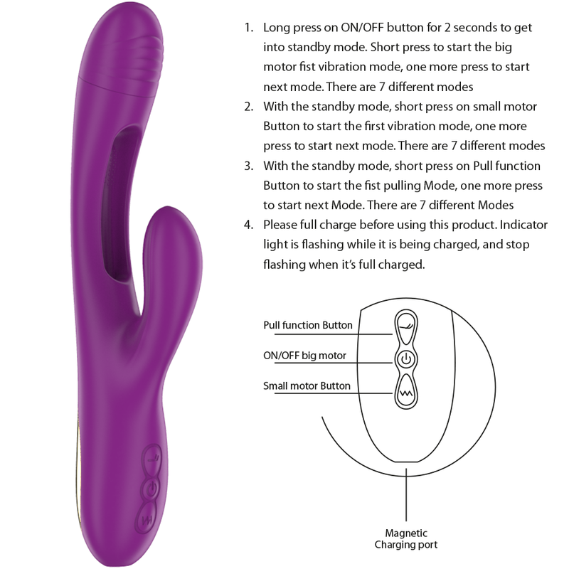 Intense - Apolo Wiederaufladbarer Multifunktionsvibrator 7 Vibrationen mit Lila Schwingender Zunge