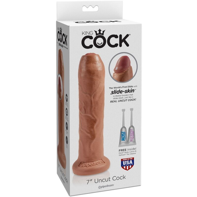 King Cock - Ungeschnittener Realistischer Penis 17.8 cm Karamell