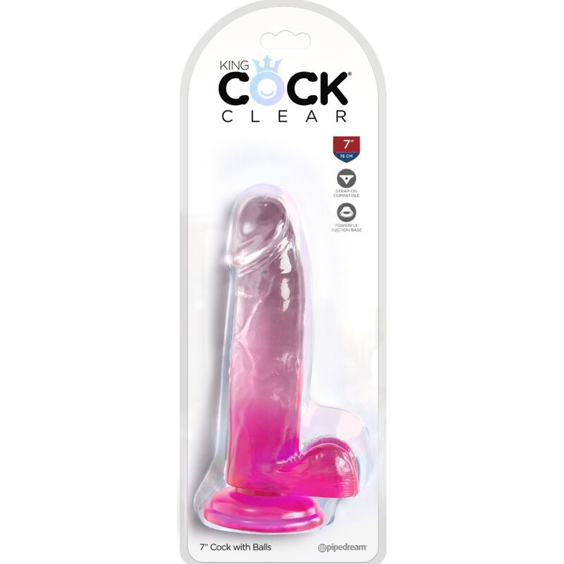 King Cock - Clear Realistischer Penis mit Kugeln 15.2 cm Rosa