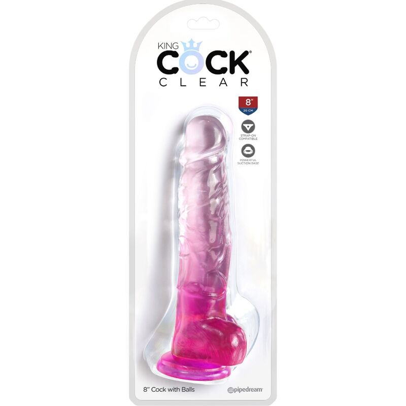 King Cock - Clear Realistischer Penis mit Kugeln 16.5 cm Rosa