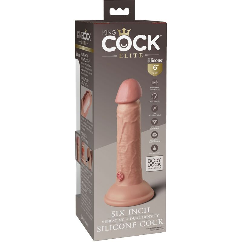 King Cock - Elite Realistischer Dildo mit Vibration und Silikon 15.2 cm