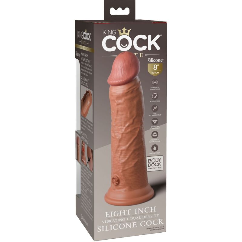 King Cock - Elite Realistischer Dildo mit Vibration und Silikon 20.3 cm Karamell