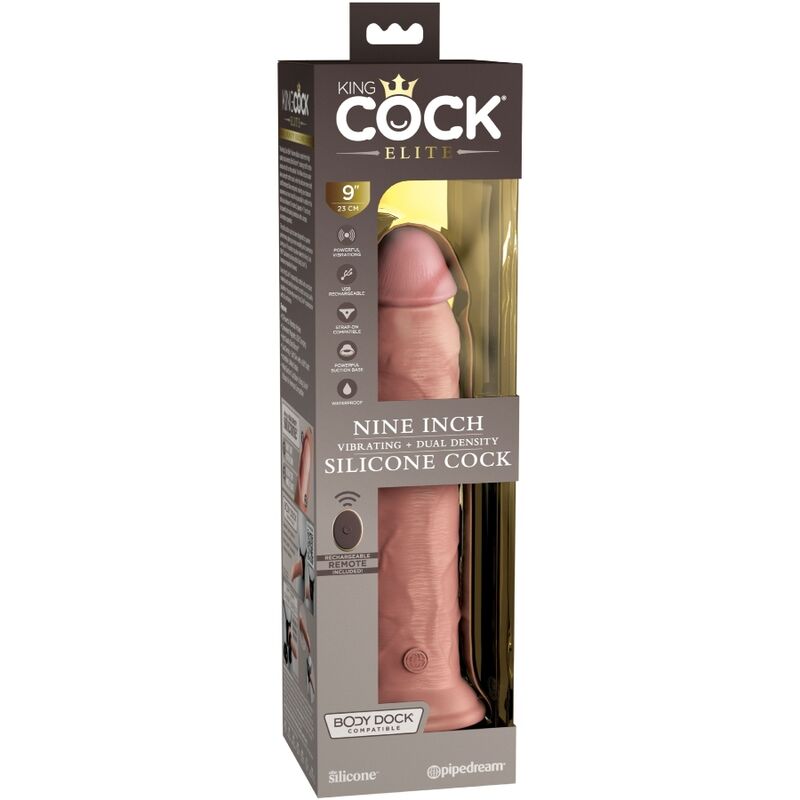 King Cock - Elite Realistischer Dildo Vibrator & Silikon Fernbedienung 23 cm