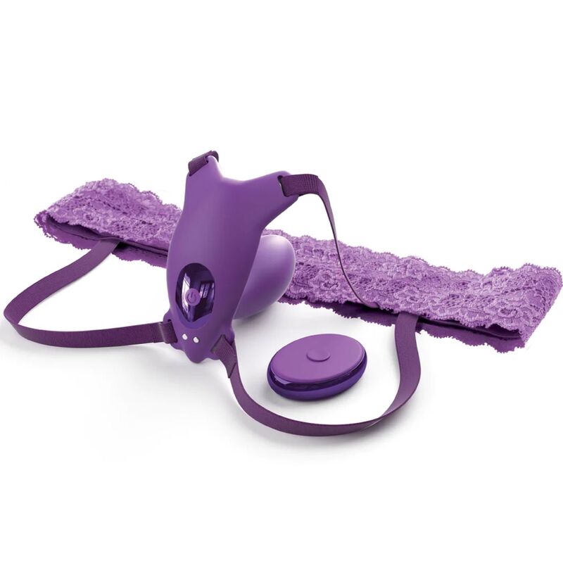 Fantasy for Her - g-Spot-Schmetterlingsgeschirr mit Vibrator, Wiederaufladbar und Violetter Fernbedienung