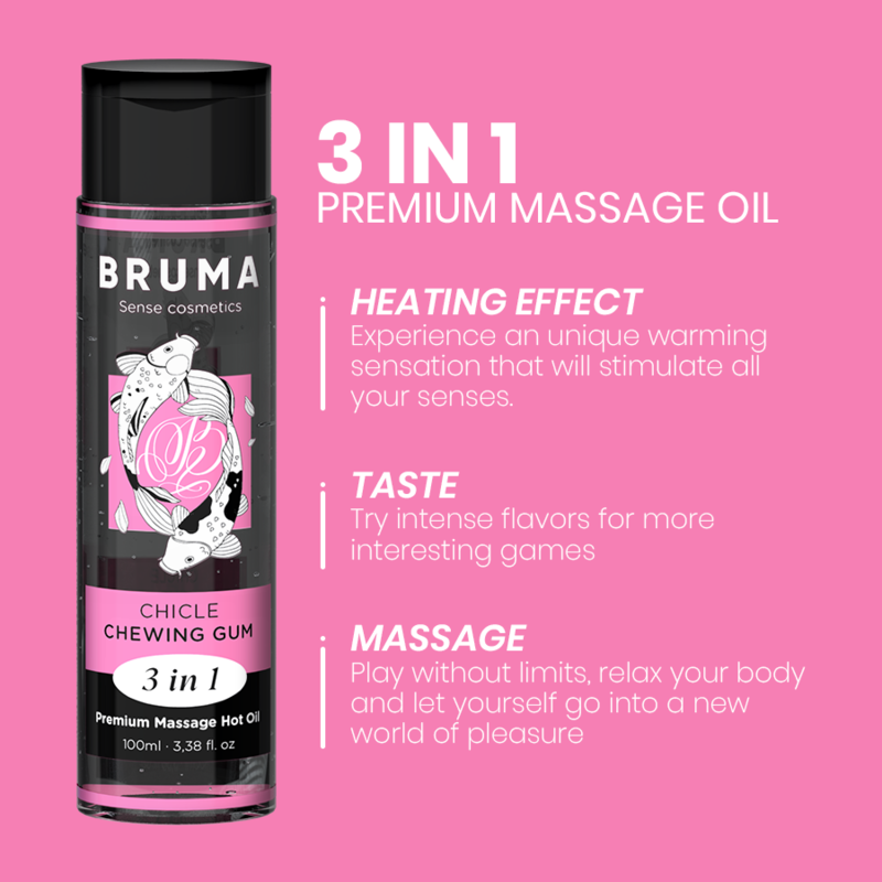 Bruma - Premium-Massageöl mit Wärmeeffekt, Gum-Geschmack 3 in 1 - 100 ml