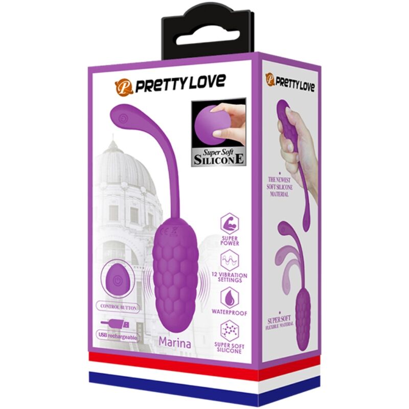 Pretty Love - Vibrierendes Ei mit Lila Wiederaufladbarer Meerestextur