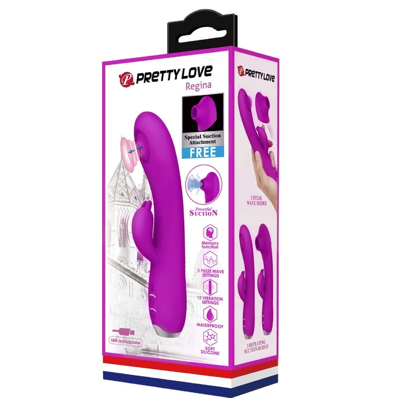 Pretty Love - Regina Wiederaufladbarer Vibrator-Sauggel Lila