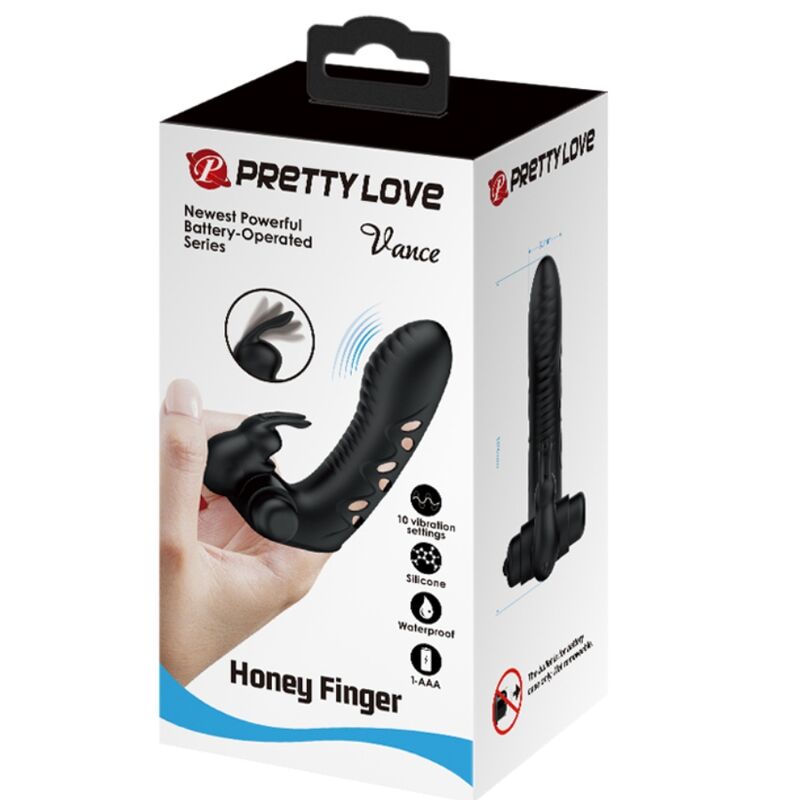 Pretty Love - Vance Black Rabbit Vibrator Fingerabdeckung