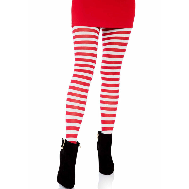 Leg Avenue - Weiss/Rot Gestreifte Strumpfhosen