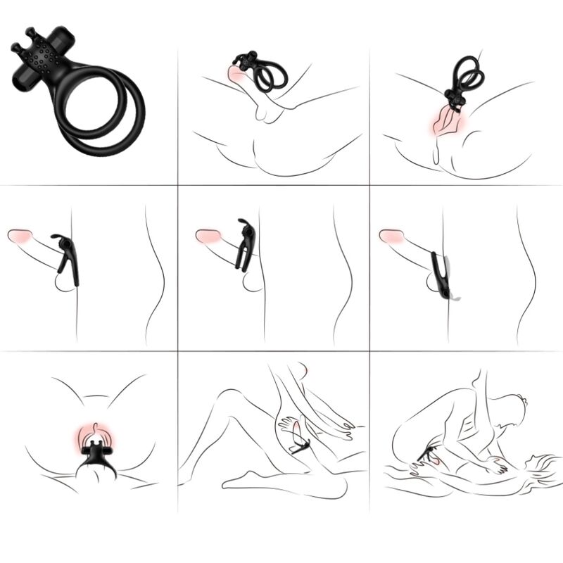 Armony - Traveller Doppel-Vibratorring für Paare Rabbit Schwarz