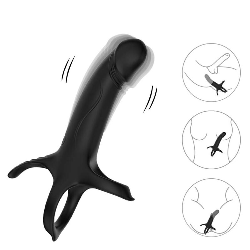 Armony - Dildo mit Ring & Vibrator Fernbedienung Schwarz