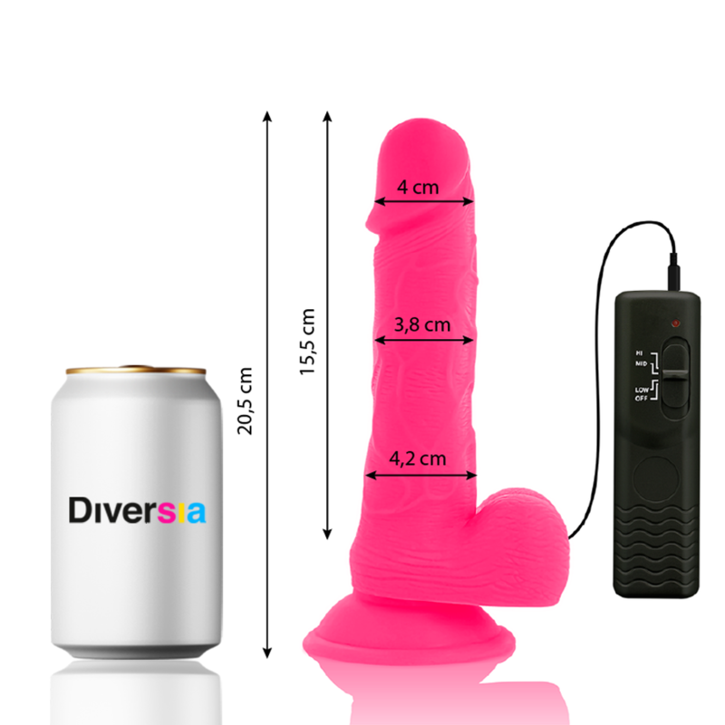 Diversia - Flexibler Vibrierender Dildo Rosa 20.5 cm-x-4.2 cm