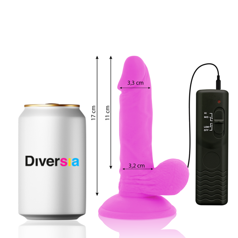 Diversia - Flexibler Vibrierender Dildo Lila 17 cm-x-3.3 cm
