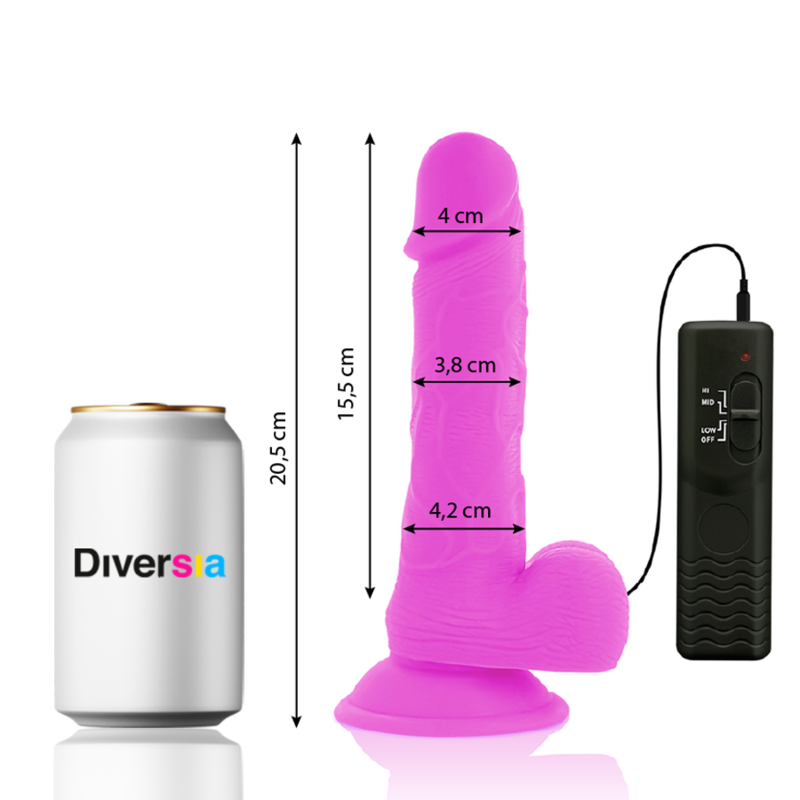 Diversia - Flexibler Vibrierender Dildo Lila 20.5 cm-x-4.2 cm