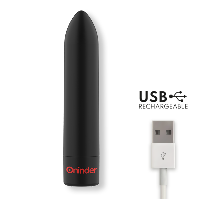 Oninder - Berlin Bullet Vibrator Schwarz 9 Modi 8,5 x 2 cm - Kostenlose App
