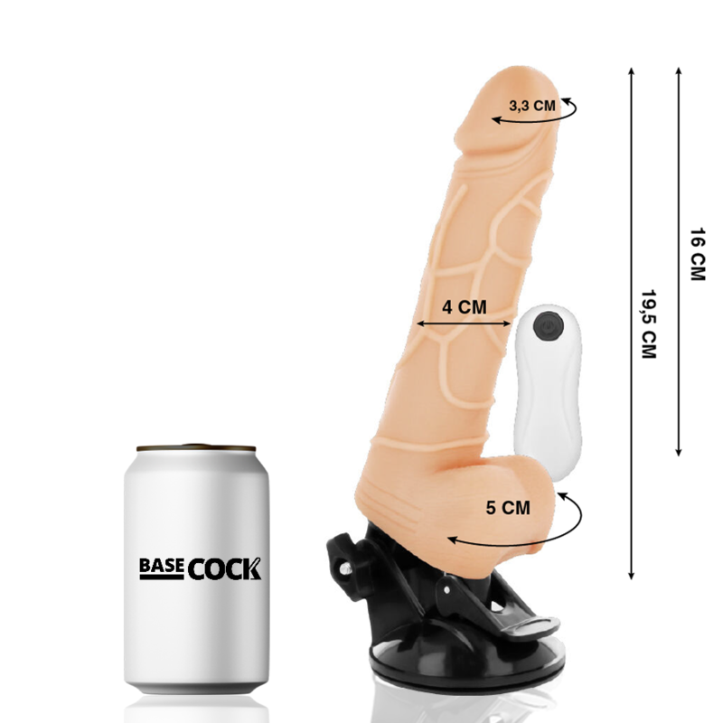 Basecock - Realistischer Vibrator mit Fernbedienung Natürlich mit Hoden 19.5 cm-x-4 cm