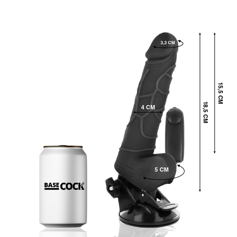 Basecock - Realistischer Vibrator mit Fernbedienung Schwarz 18.5 cm-x-4 cm