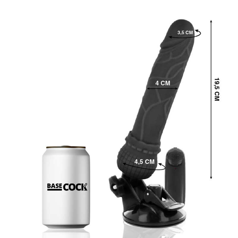Basecock - Realistischer Vibrator mit Fernbedienung Schwarz 19.5 cm-x-4 cm