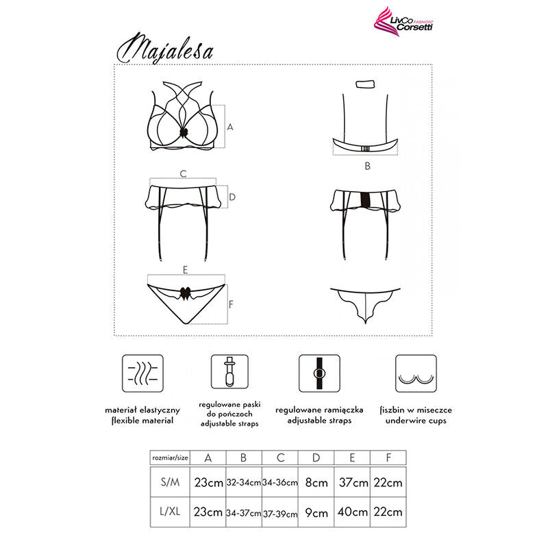Livco Corsetti Fashion - Majalesa Lc 90526 Bh + Strumpfgürtel + Hösche Schwarz L/XL