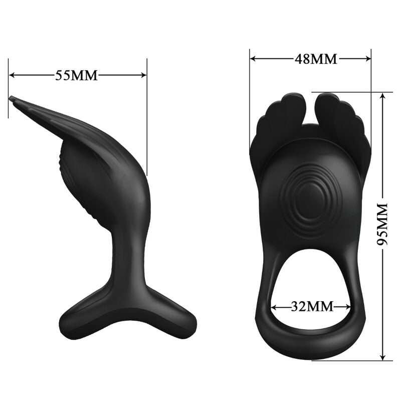 Pretty Love - Silas Vibrant Penis Ring 7 Vibrationen Schwarzes Silikon