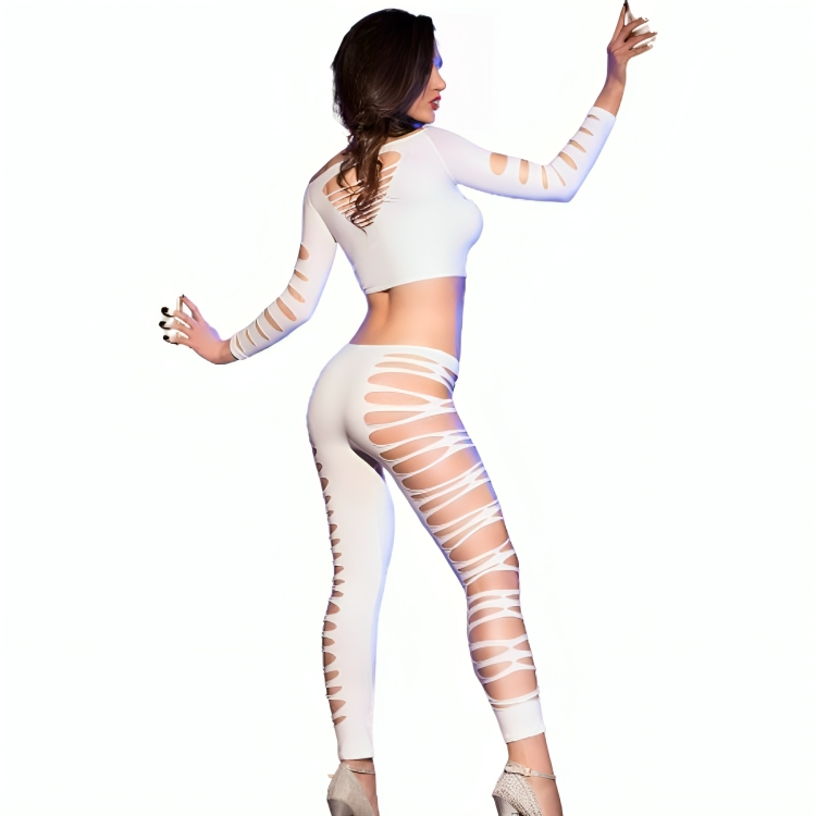 Chilirose - Cr 3654 Top & Leggins Weiss S/M