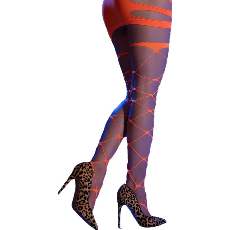 Chilirose - Cr 4706 Cabaret Strumpfhose Orange S/M