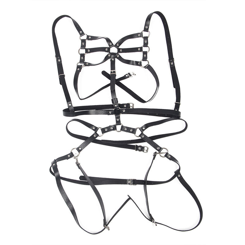 Subblime - Körperharness Verstellbare Riemen Leder Schwarz Eine Grösse
