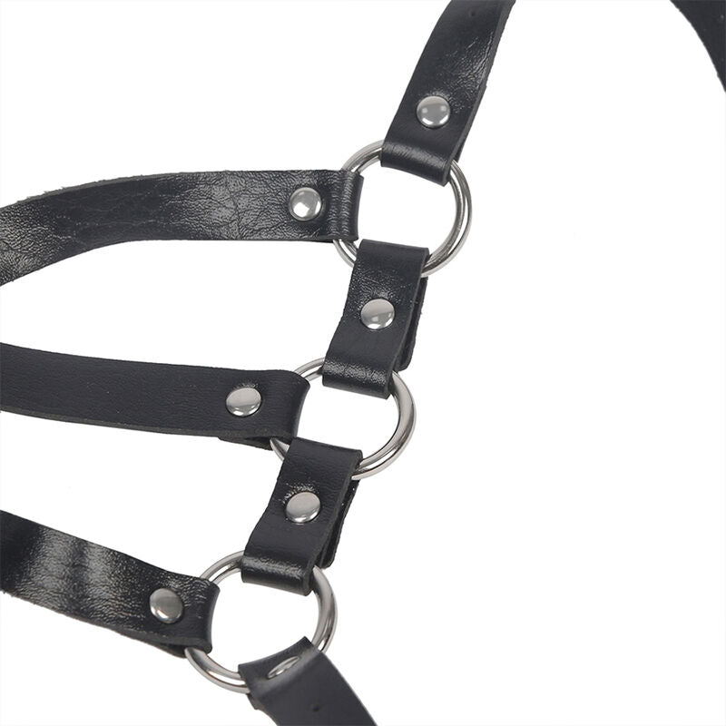 Subblime - Körperharness Verstellbare Riemen Leder Schwarz Eine Grösse