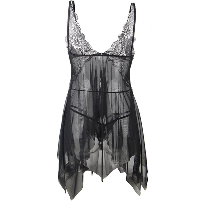 Subblime - Babydoll Stoff Tüll Brust Spitze L/XL