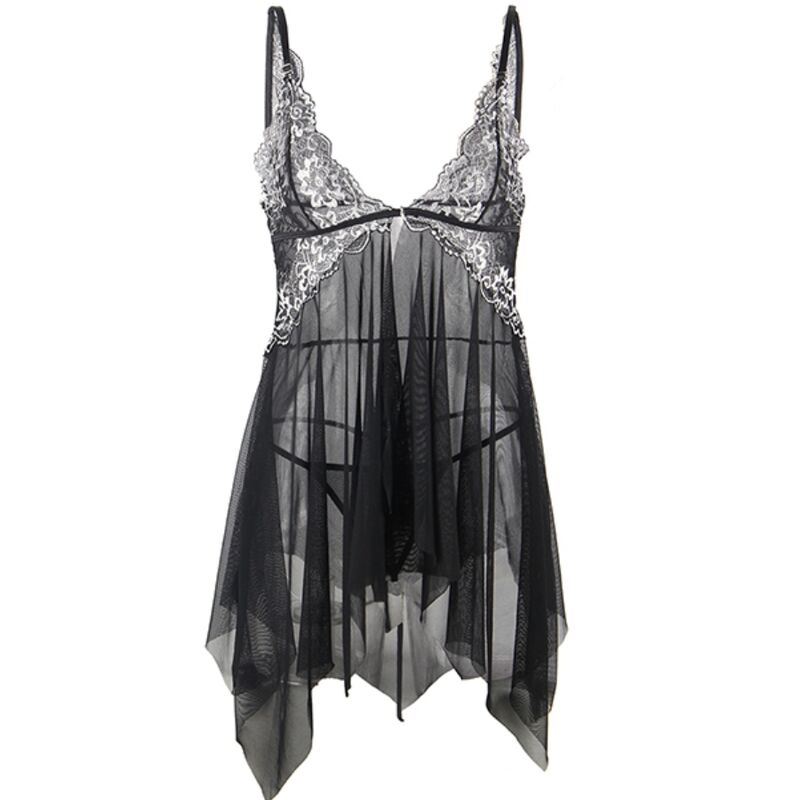 Subblime - Babydoll Stoff Tüll Brust Spitze L/XL