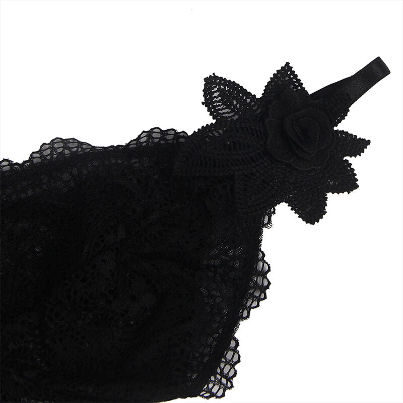 Subblime - Babydoll-Tüllstoff mit Spitze und Blumendetail Schwarz S/M