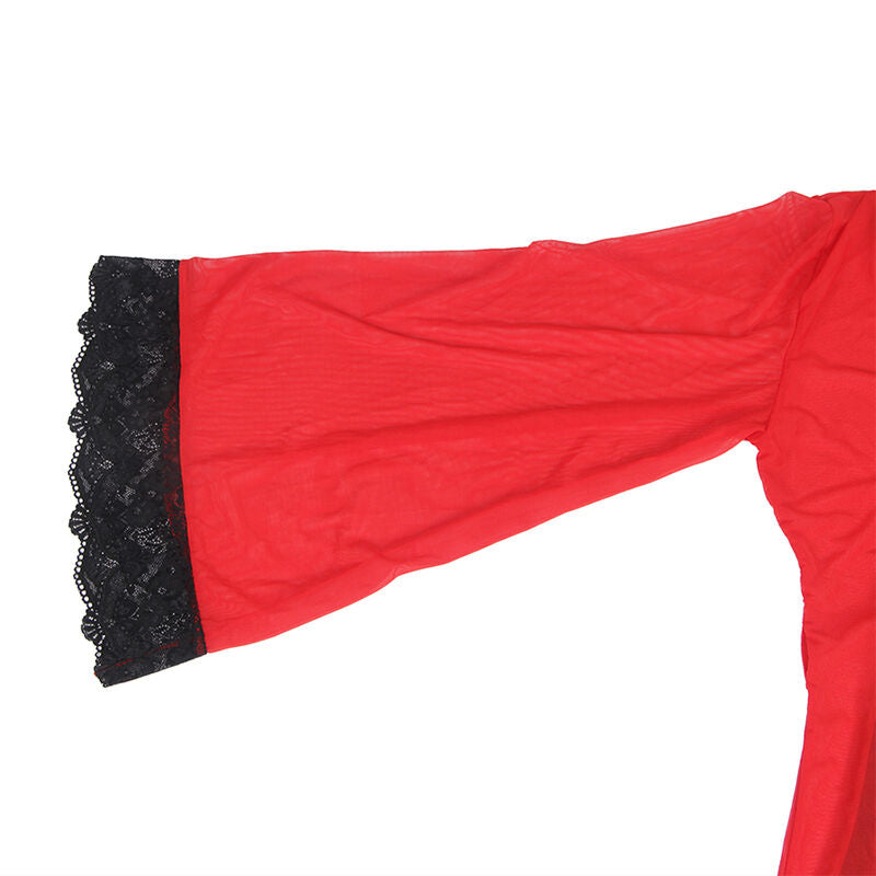 Subblime - Transparenter Stoffmantel mit Spitzendetail Rot S/M